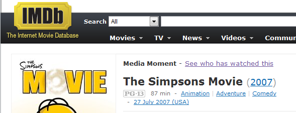 IMDb browser extension example - Unseen movie